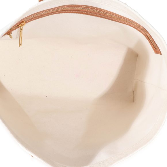 Celine Natural Canvas Tan Calfskin Horizontal Cabas Tote - Picture 4 of 7